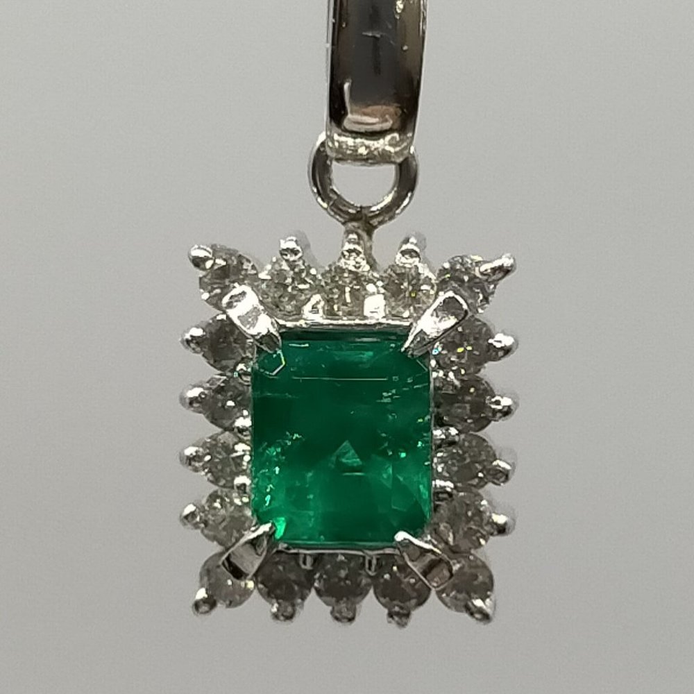 Jewelry Pendant Head Emerald 0.39ct Platinum swank - Picture 7 of 9